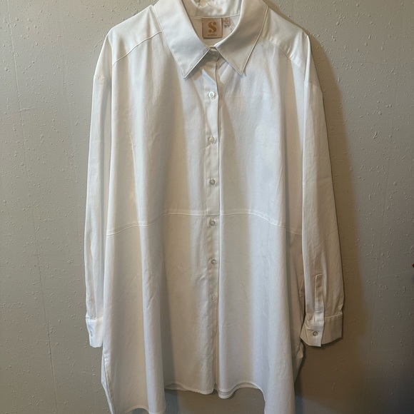 S by Serena Williams White Button Down Button Up Shirt New with Tags - 2XL - Picture 10 of 16